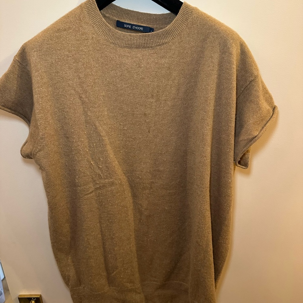 Sofia D’Hoore Cashmere Short Sleeve Sweater - Light Brown, Size L